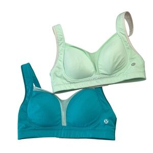 LULULEMON Ta Ta Tamer II SET OF TWO Bra Blue and Teal Size 32C 32D